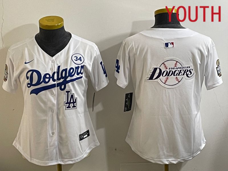 Youth Los Angeles Dodgers Blank White Game 2024 Nike MLB Jersey style 11219->youth mlb jersey->Youth Jersey